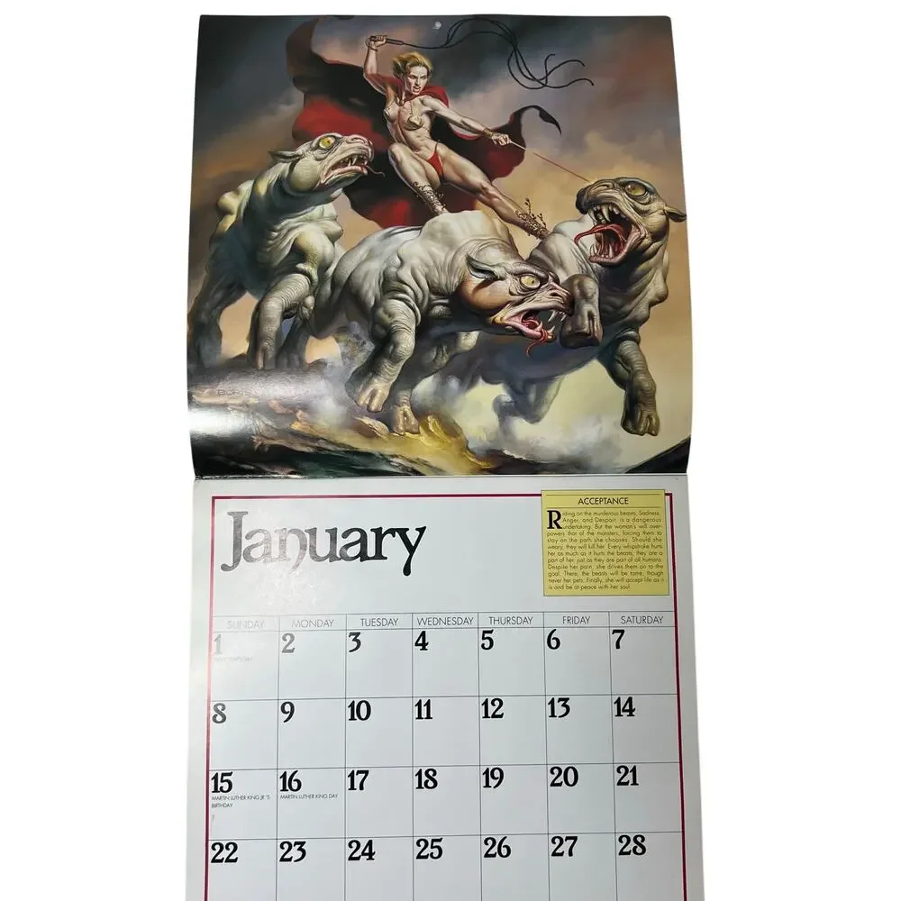 Vintage 1995 Boris Vallejo Fantasy Calendar Unused same dates again in 2034